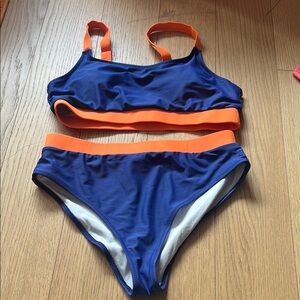 Blue and Orange Bikini Set